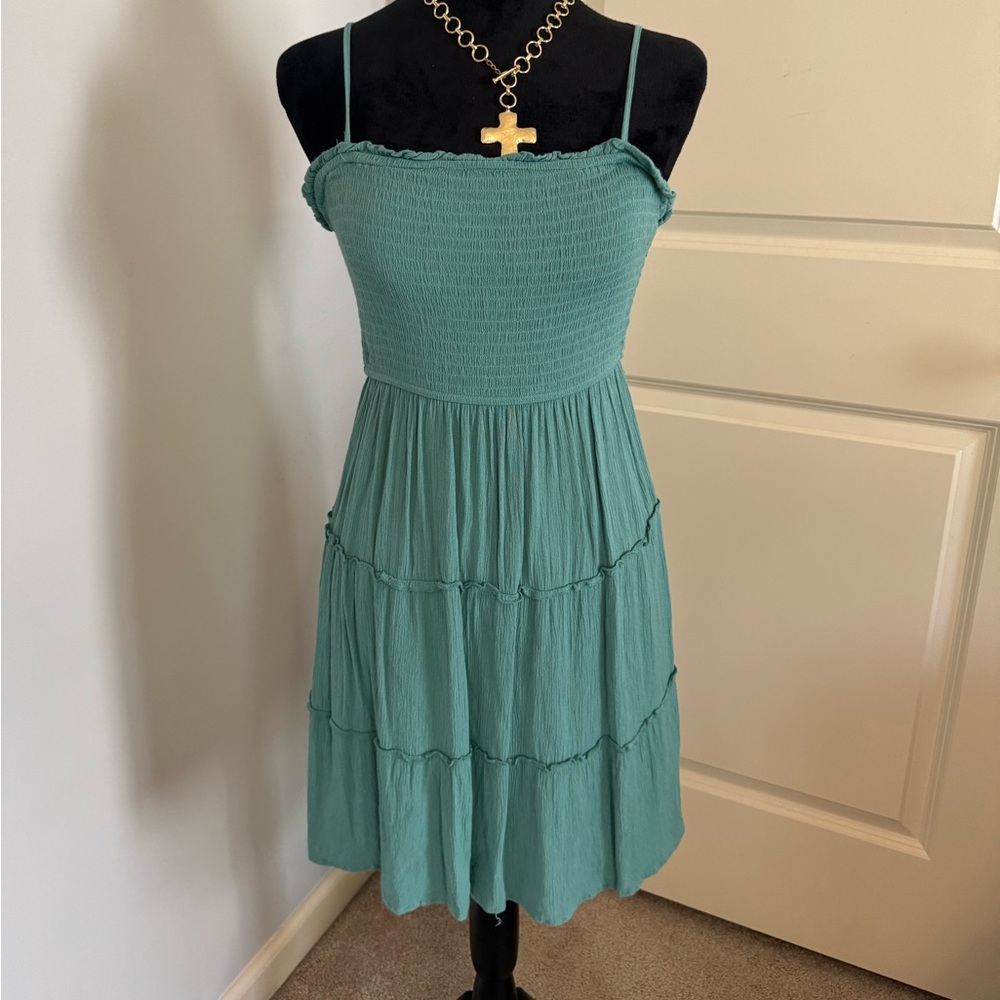 Hippie Rose Green Ruched Sundress